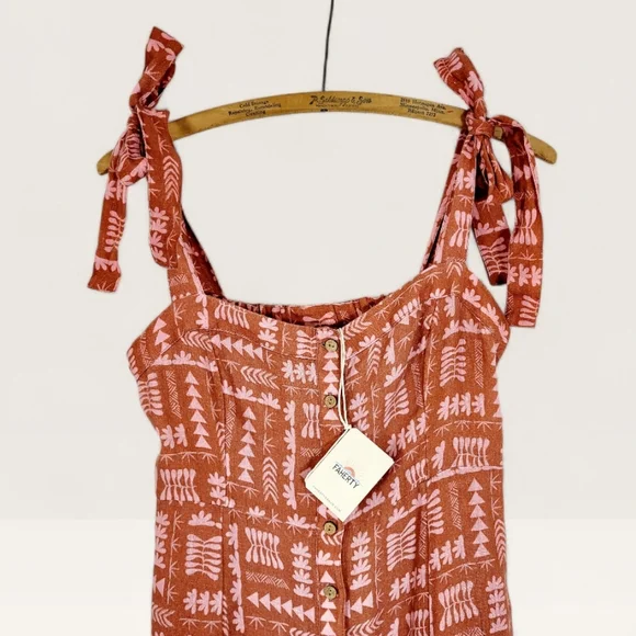NWT FAHERTY x Anna Kahalekulu Artist Series Vintage Wash Linen Maxi Sun Dress S - Picture 4 of 13